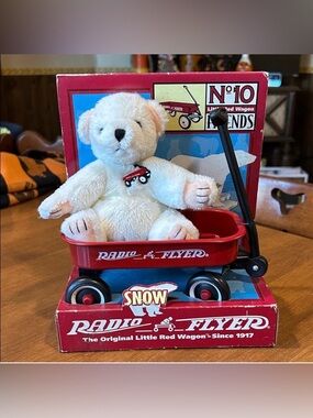 1998 Radio Flyer Red Wagon with Plush Bear